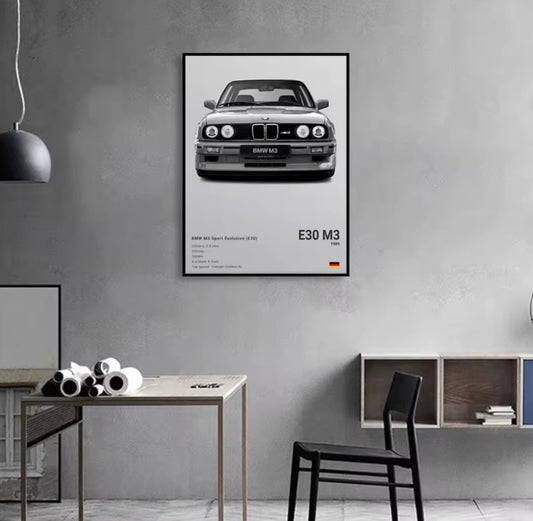 BMW E30 M3 wall poster